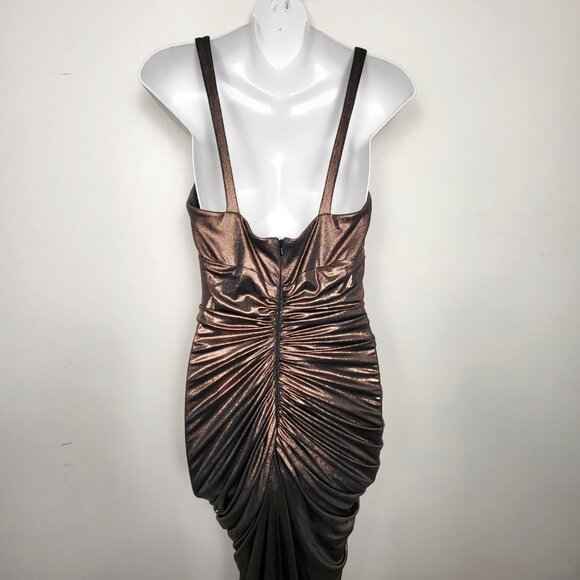 Betsy Adam metallic copper ruched gown. Size 8 - Picture 6 of 7